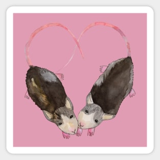 Two rats Heart shape Sticker